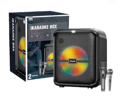 Brodu BTS-1740 Supper Bass Bluetooth Karaoke Speaker 8 inch with Wired & Rechargeable Wireless Dual Mics