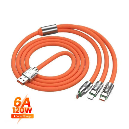 3 in 1 Fast Charging 120W 6A Type C Cable Micro USB for iPhone Heavy Charging Cable
