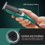 VGR V-176 Rechargeable Hair Trimmer For Men with stainless steel blades and adjustable length settings
