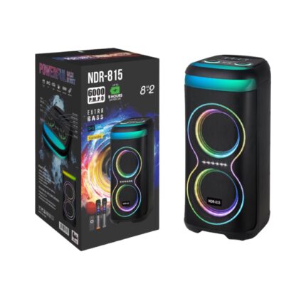 NDR-815 Portable Bluetooth Karaoke Speaker with wireless microphone and LED lights