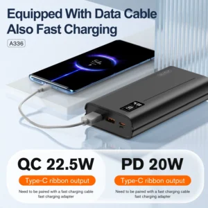 ASPOR A336 portable 22.5W PD power bank with USB & Type-C