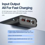 ASPOR A336 portable 22.5W PD power bank with USB & Type-C