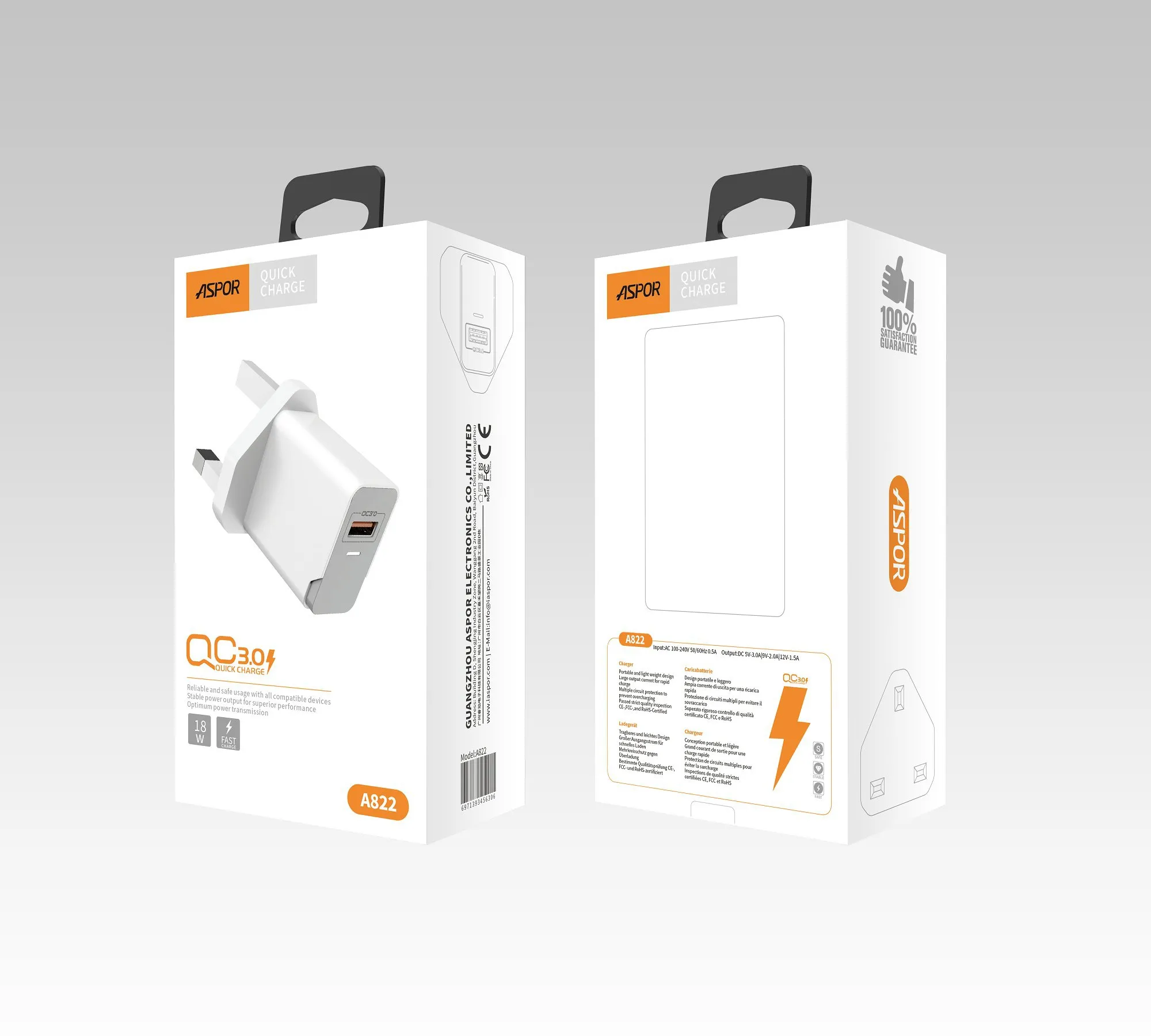 Aspor A822 Quick Charge USB & Type-C charger Aspor A822 Quick Charge USB & Type-C charger