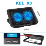 X3 Dual Fans USB Laptop Cooling Pad with adjustable stand