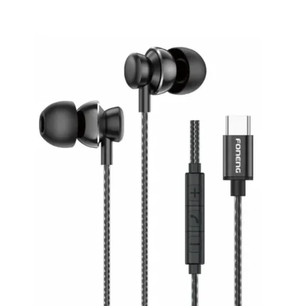 FONENG T67 Type-C Heavy Bass Wired Earphones Black Sri Lanka