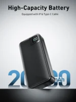 VEN-DENS VD-PB061 20000mAh Power Bank with Built-in Cables and LED Display