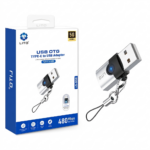 LITO LD002 Type-C to USB 3.0 OTG adapter connected to a smartphone, illustrating portable data transfer and high-speed flash drive connectivity.