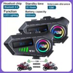 Y30 waterproof motorcycle helmet Bluetooth intercom headset mounted on a black helmet, showing buttons and microphone.