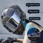 Y30 waterproof motorcycle helmet Bluetooth intercom headset mounted on a black helmet, showing buttons and microphone.