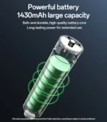 Yesido YP88 rechargeable AA battery with a Type-C cable plugged directly into its charging port, showing the built-in LED indicator light.