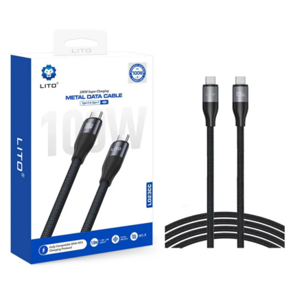 Lito LD23CC USB Type C to C 100W Supper Fast Charging Braided Data Cable, 1 Meter