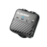 PLOKAMA VM-80 Pro ANC wireless dual microphone set showing two clip-on transmitters and one receiver unit next to a smartphone.