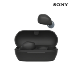 Sony WF-C710N true wireless noise-canceling earbuds displayed alongside their compact charging case on a minimalist background.