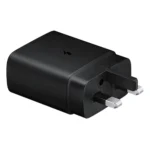 Samsung 45W Type-C travel charger adapter with detachable USB-C to USB-C cable displayed on a clean background.