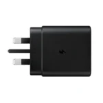 Samsung 45W Type-C travel charger adapter with detachable USB-C to USB-C cable displayed on a clean background.