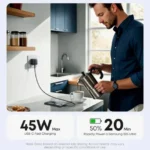 Anker Nano Charger 45W ultra-compact USB-C wall adapter in black, designed for high-speed charging.