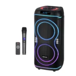 NDR-822 portable Bluetooth karaoke speaker with RGB LED lights and included wireless microphone in Sri Lanka.