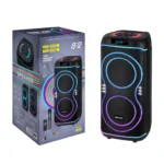 NDR-822 portable Bluetooth karaoke speaker with RGB LED lights and included wireless microphone in Sri Lanka.