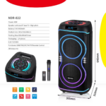 NDR-822 portable Bluetooth karaoke speaker with RGB LED lights and included wireless microphone in Sri Lanka.