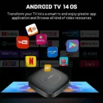 Mortal T1 Android 14.0 4K smart streaming media player TV box with remote control for sale in Sri Lanka.