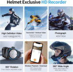 Q28 motorcycle helmet HD 1080P video recorder Bluetooth headset with waterproof housing and 1500mAh battery displayed in Sri Lanka.