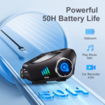 Q28 motorcycle helmet HD 1080P video recorder Bluetooth headset with waterproof housing and 1500mAh battery displayed in Sri Lanka.